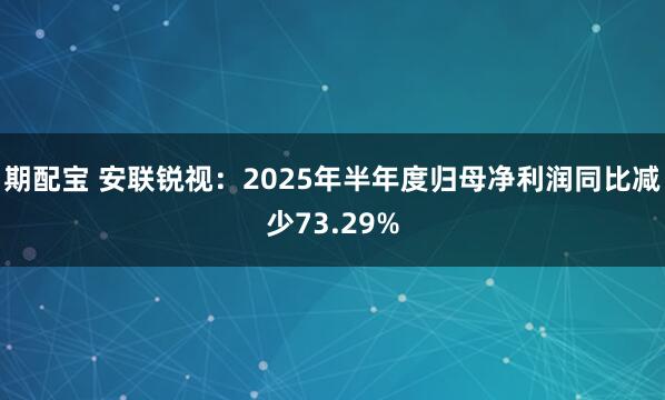 期配宝 安联锐视：2025年半年度归母净利润同比减少73.29%
